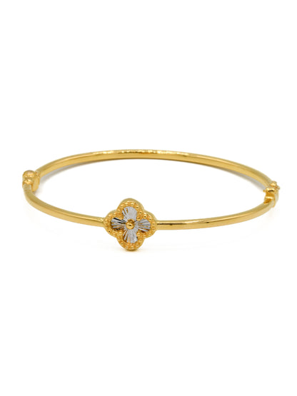 22ct Gold Two Tone Flower Bangle