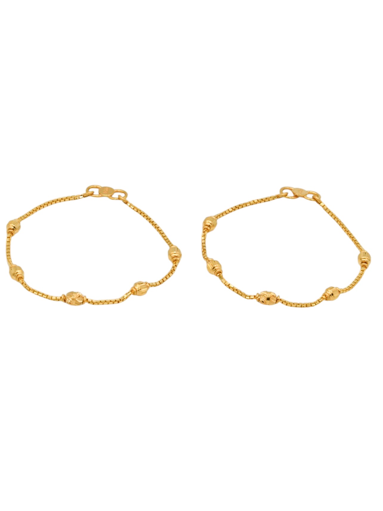 22ct Gold Ball Pair Baby Bracelet