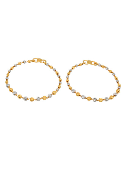 22ct Gold Two Tone Ball Pair Baby Bracelet