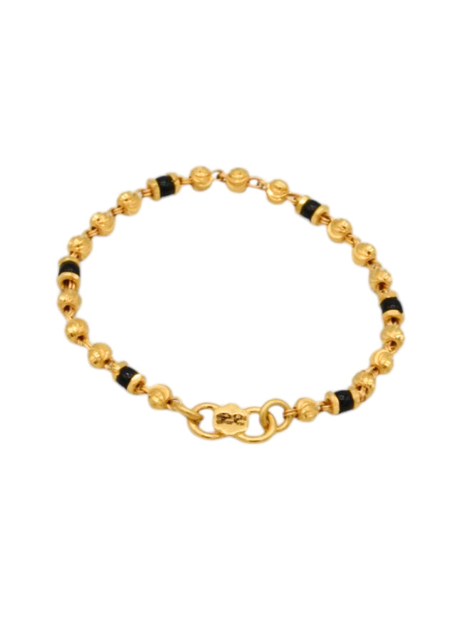 22ct Gold Ball Black Beads Pair Baby Bracelet