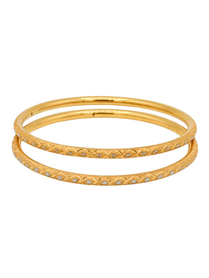 22ct Gold Two Tone Sand Blast Design Pair Bangle