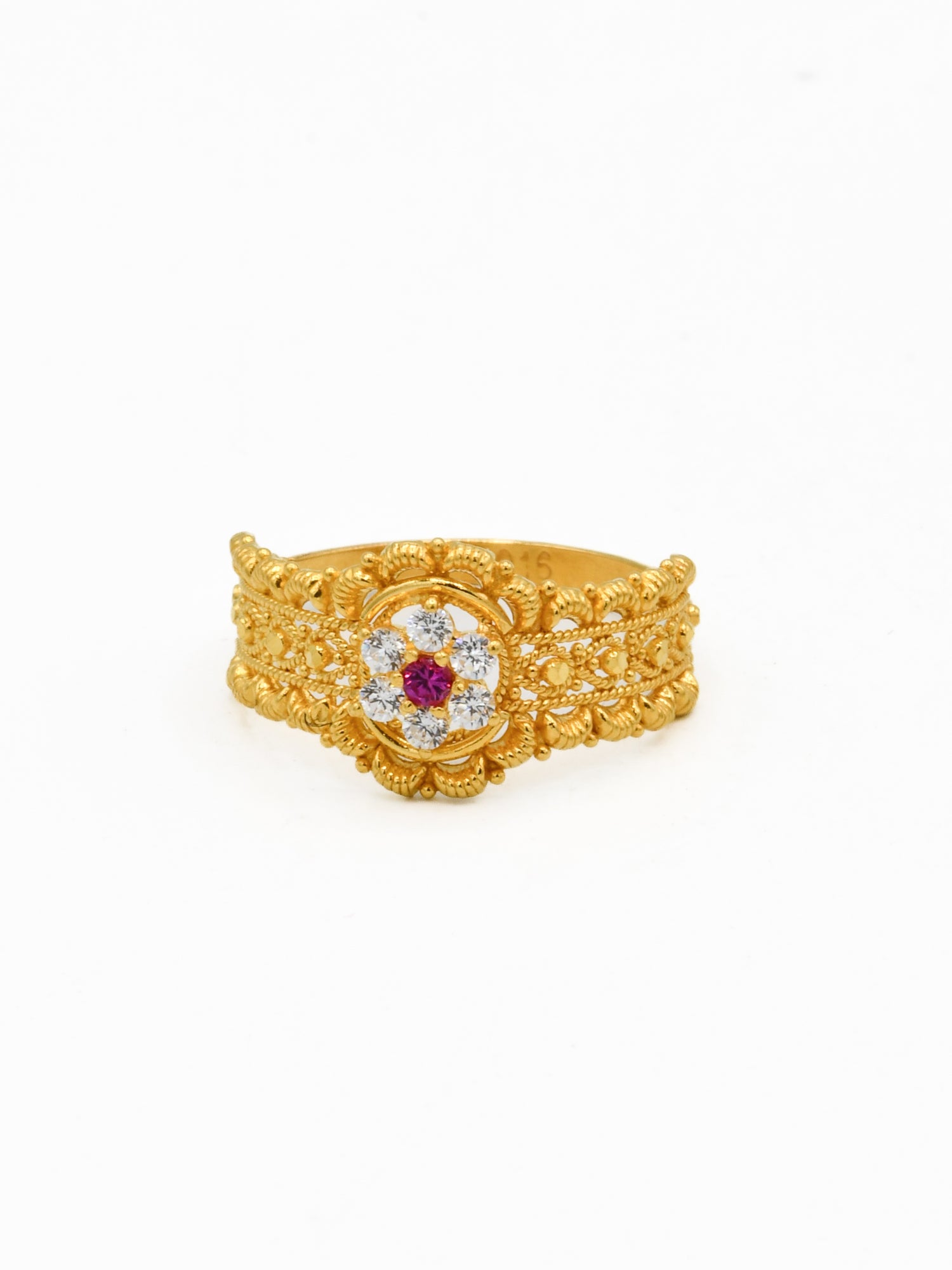 22ct Gold Pink CZ Ladies Ring