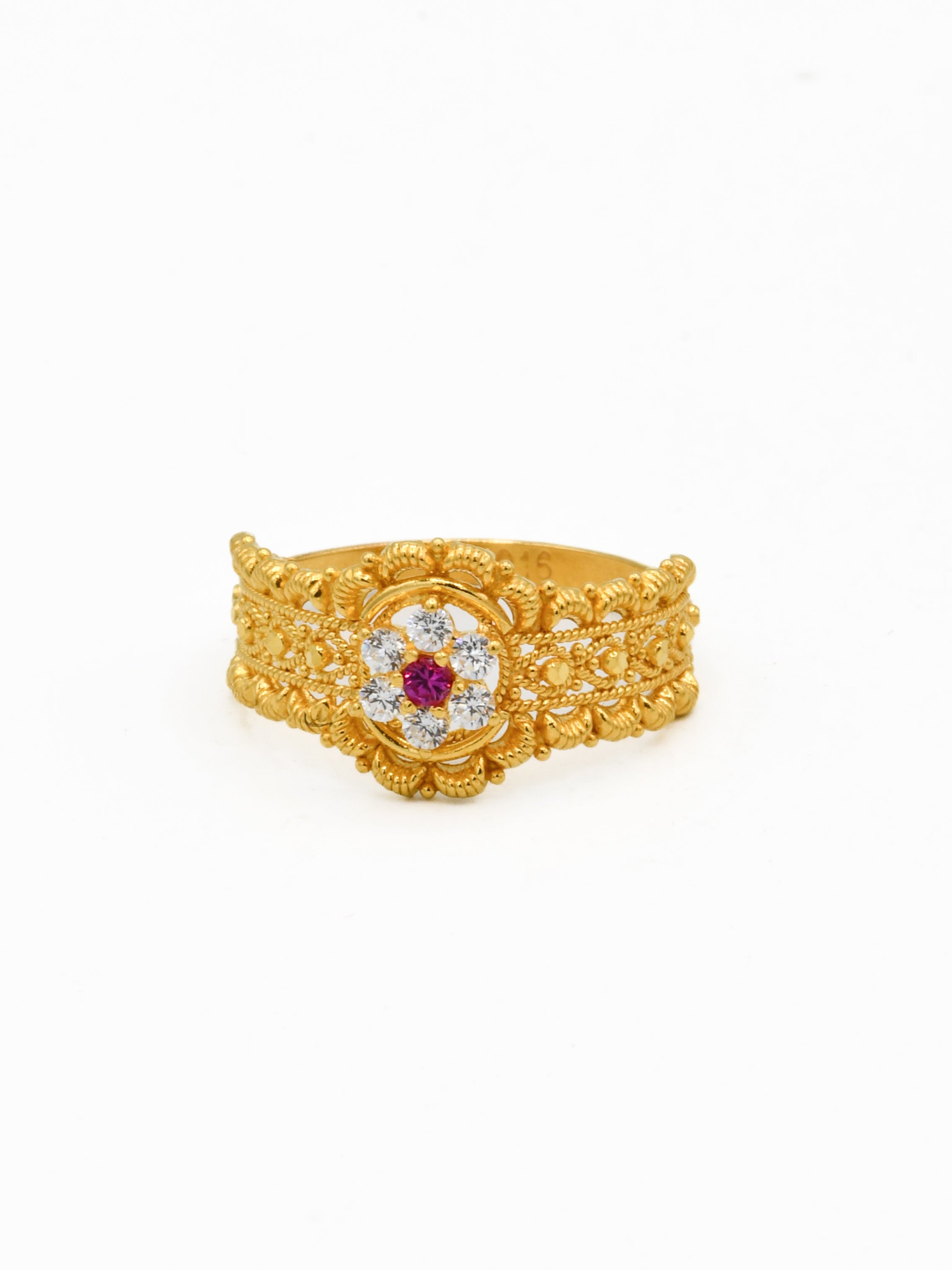 22ct Gold Pink CZ Ladies Ring