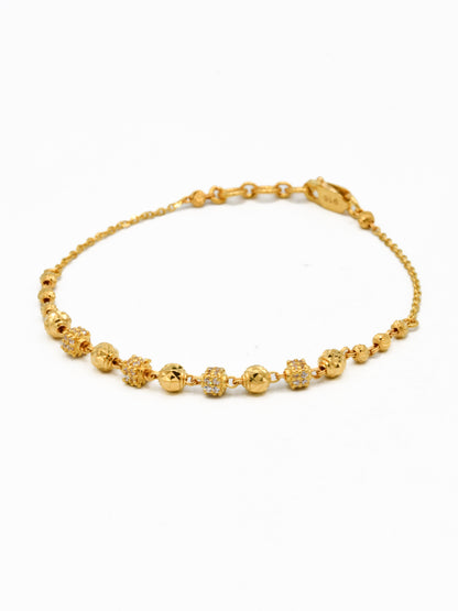 22ct Gold CZ Ball Ladies Bracelet