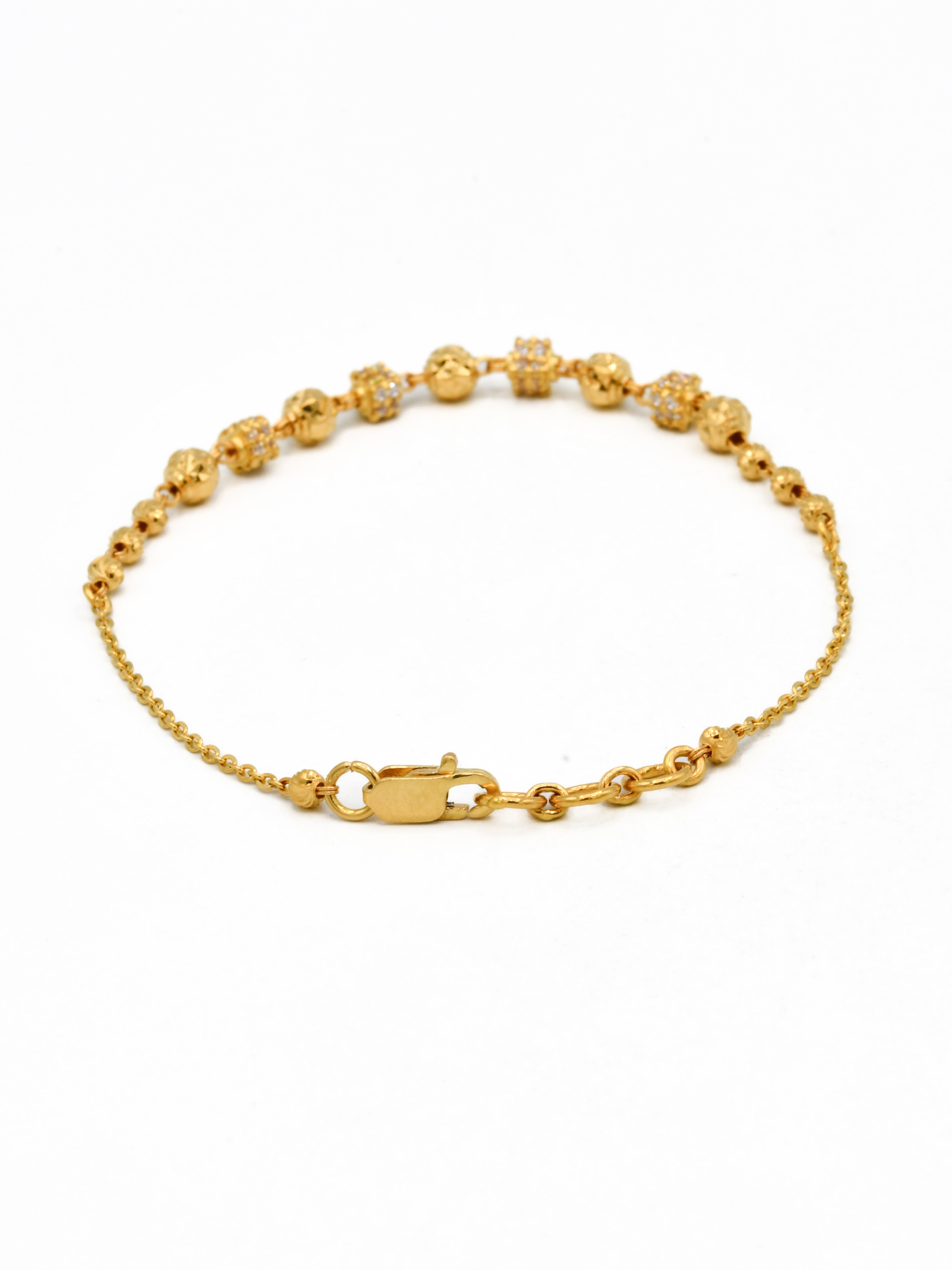 22ct Gold CZ Ball Ladies Bracelet