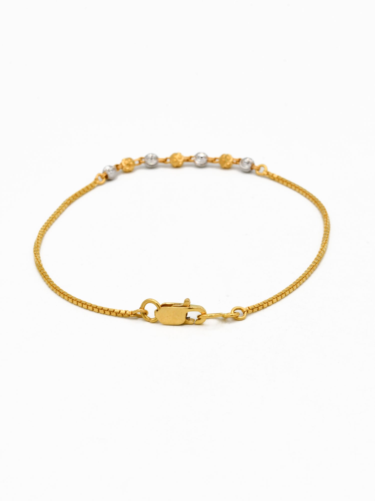 22ct Gold Two Tone Ball Ladies Bracelet