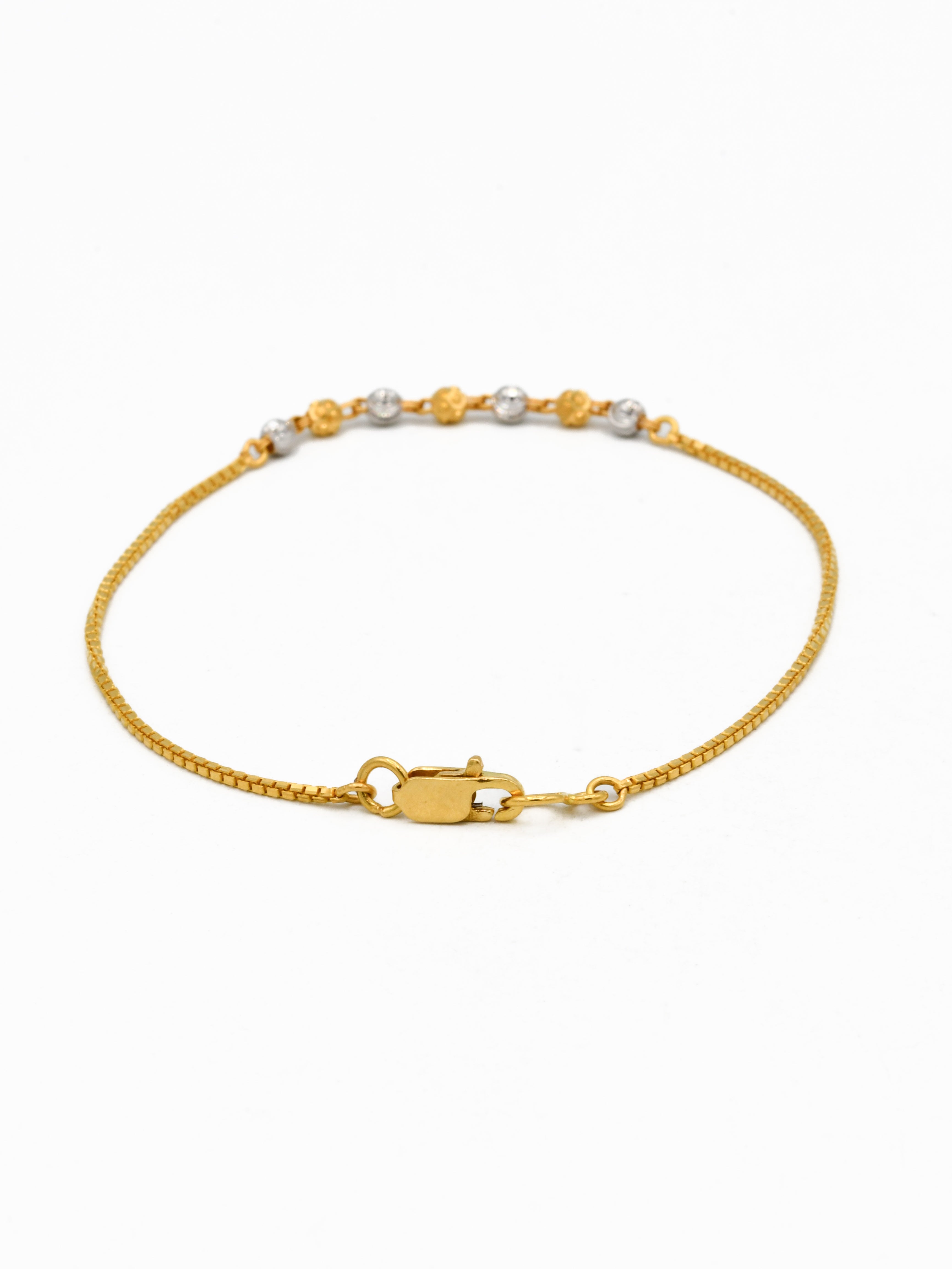 22ct Gold Two Tone Ball Ladies Bracelet