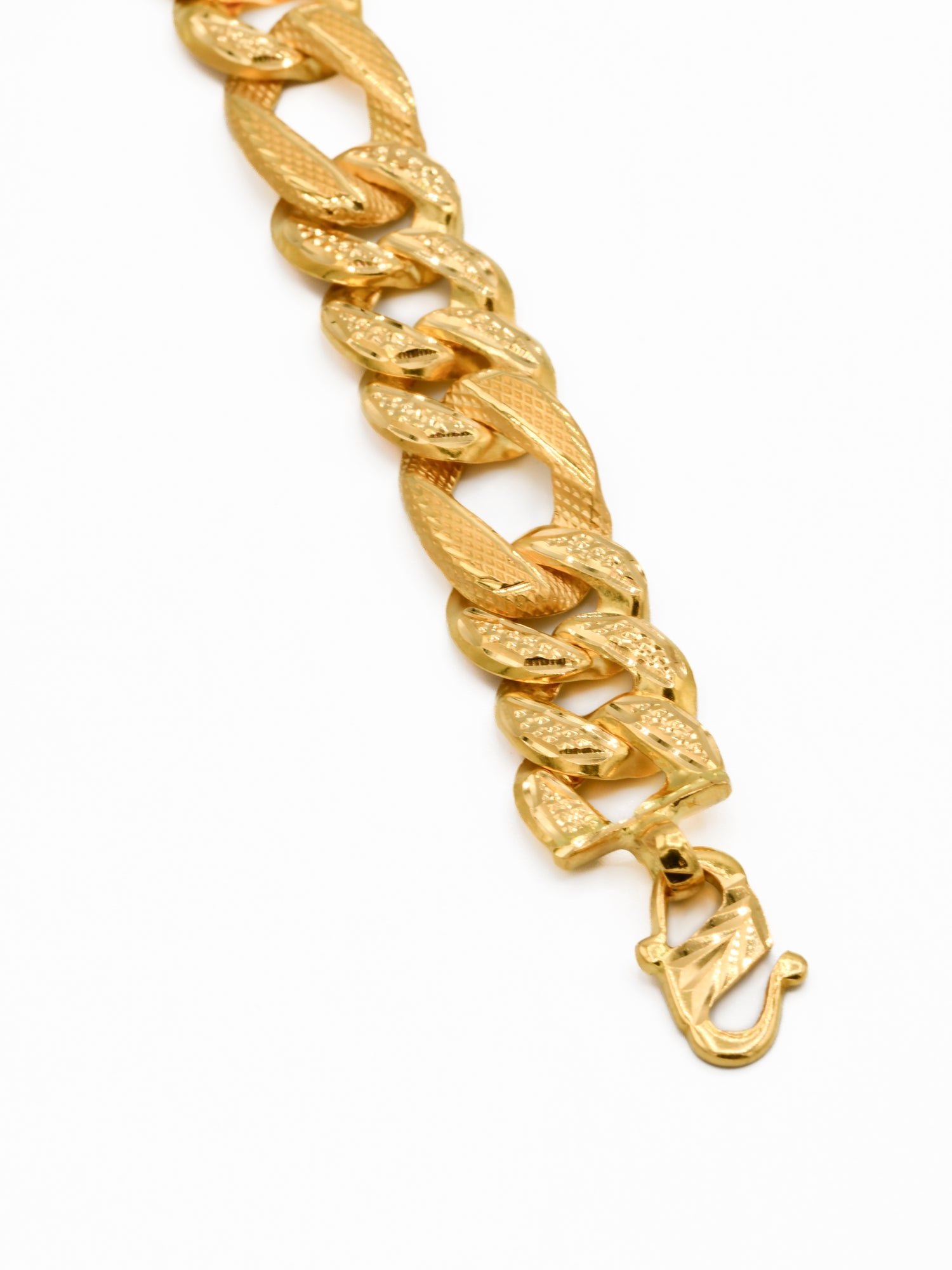 22ct Gold Hollow Figaro Mens Bracelet