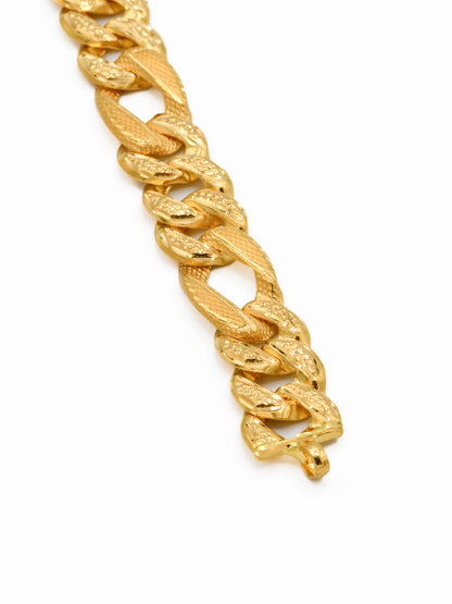 22ct Gold Hollow Figaro Mens Bracelet