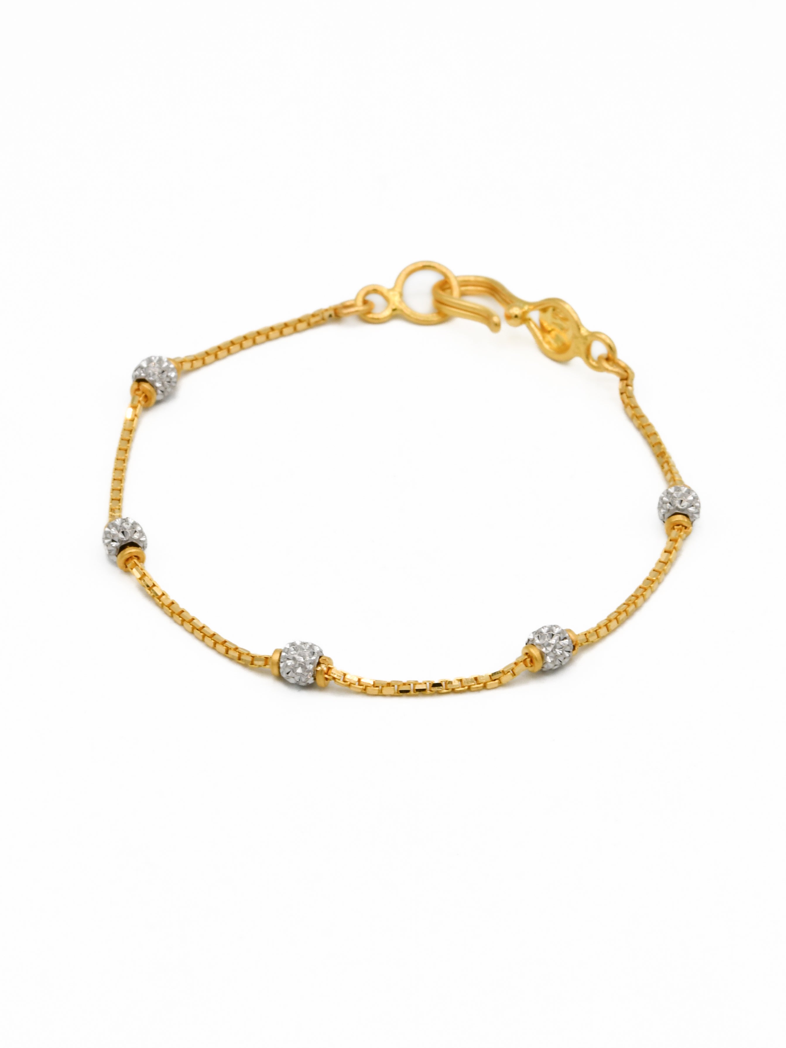 22ct Gold Two Tone Ball 1 Piece Baby Bracelet