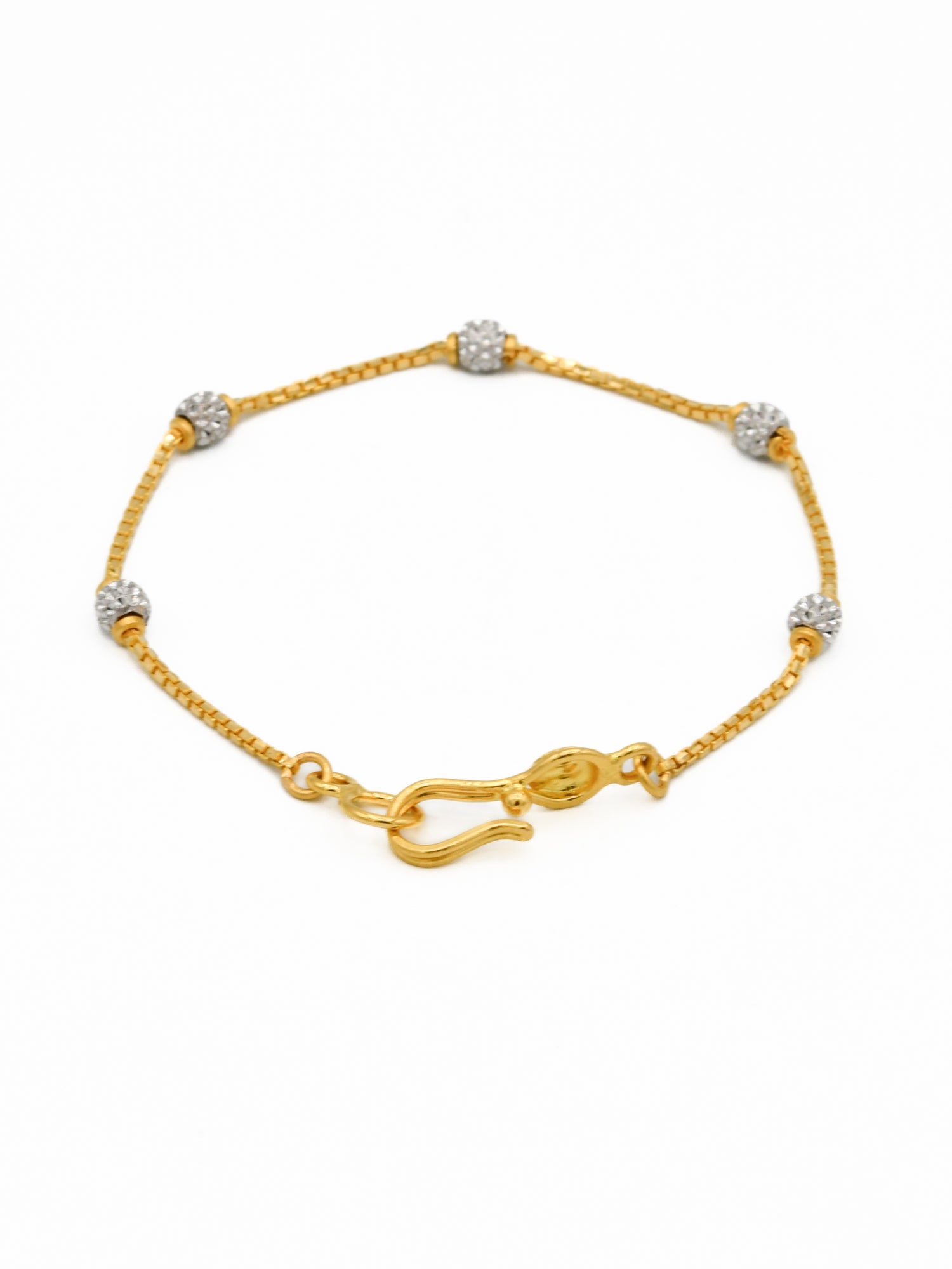 22ct Gold Two Tone Ball 1 Piece Baby Bracelet