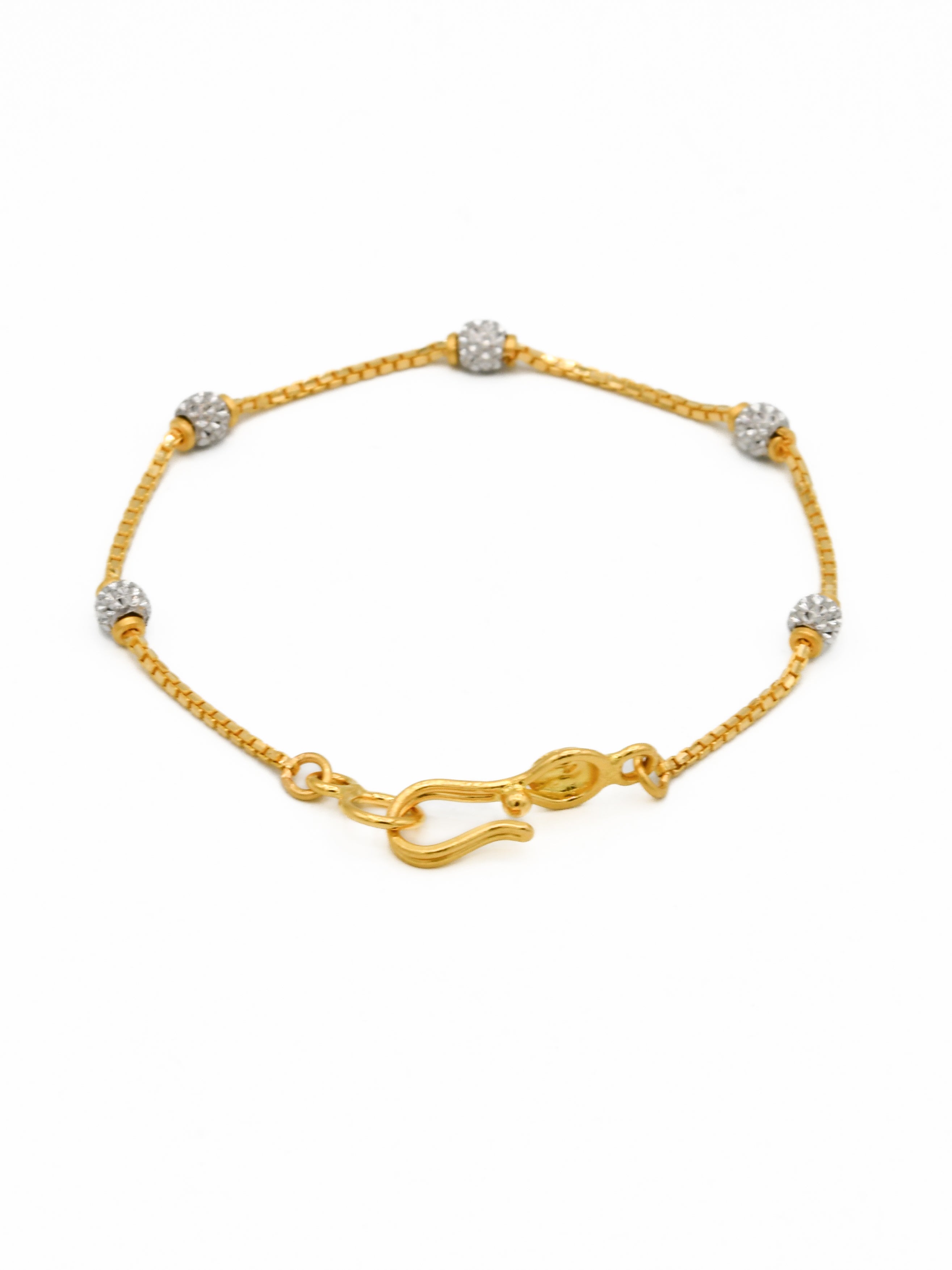 22ct Gold Two Tone Ball 1 Piece Baby Bracelet