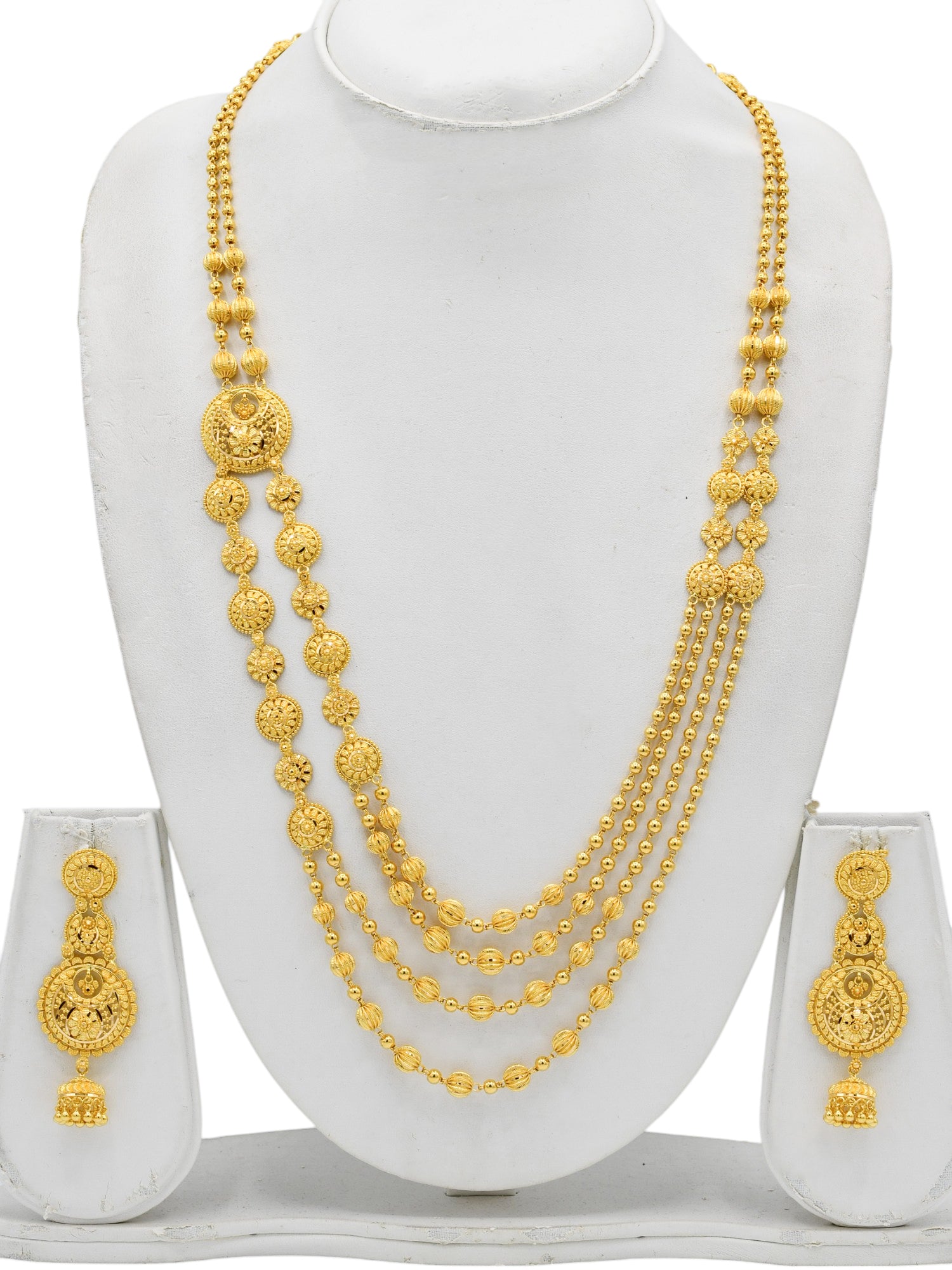 22ct Gold 4 Row Ball Necklace Set