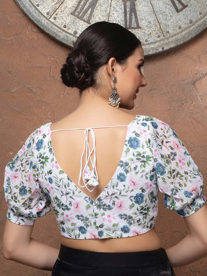 Georgette Floral Printed Saree Blouse