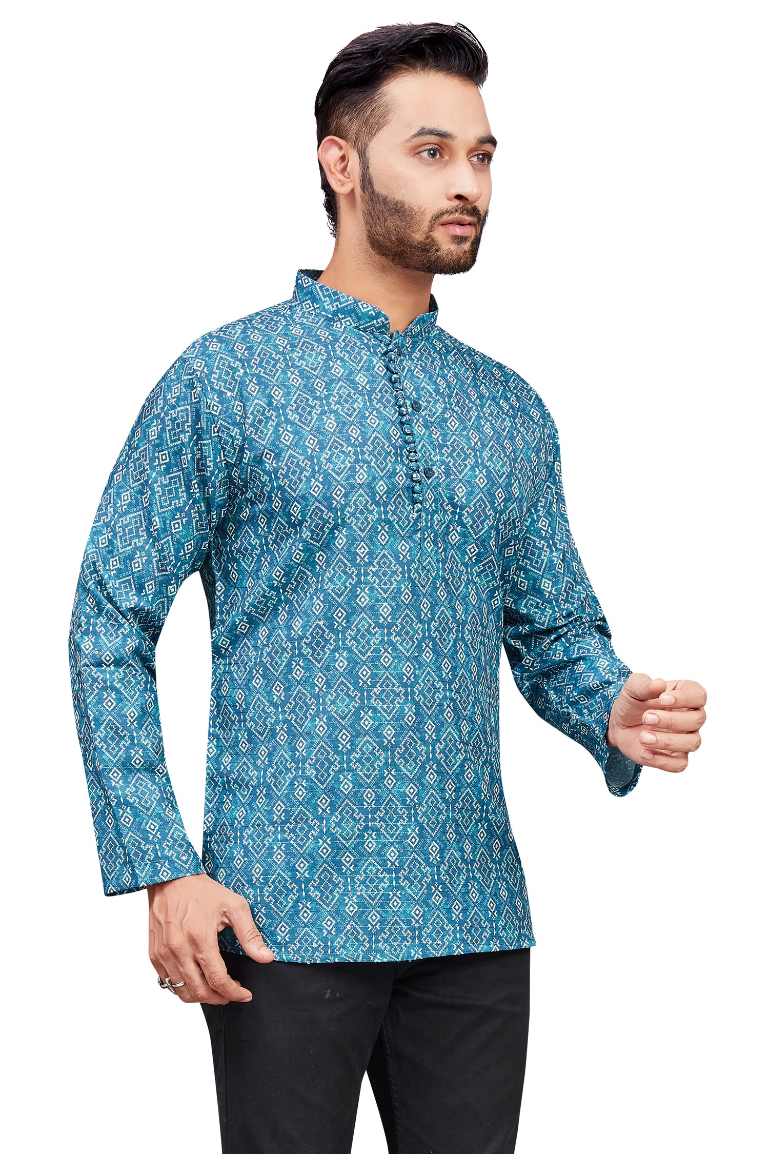 Mens Cotton Silk Printed Kurta