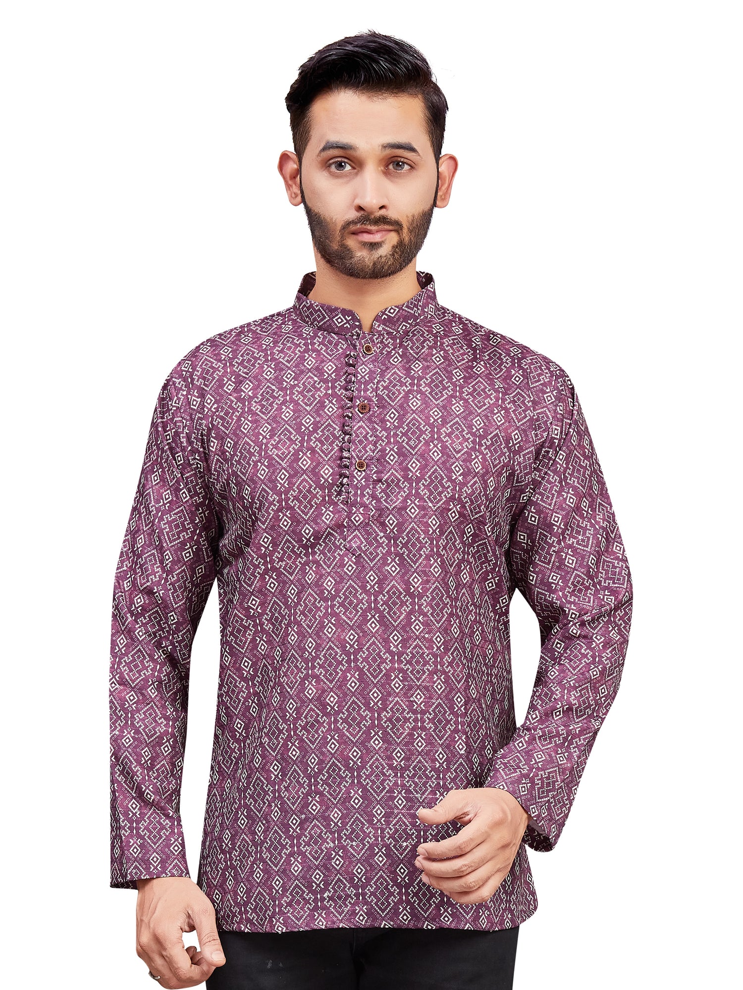 Mens Cotton Silk Printed Kurta