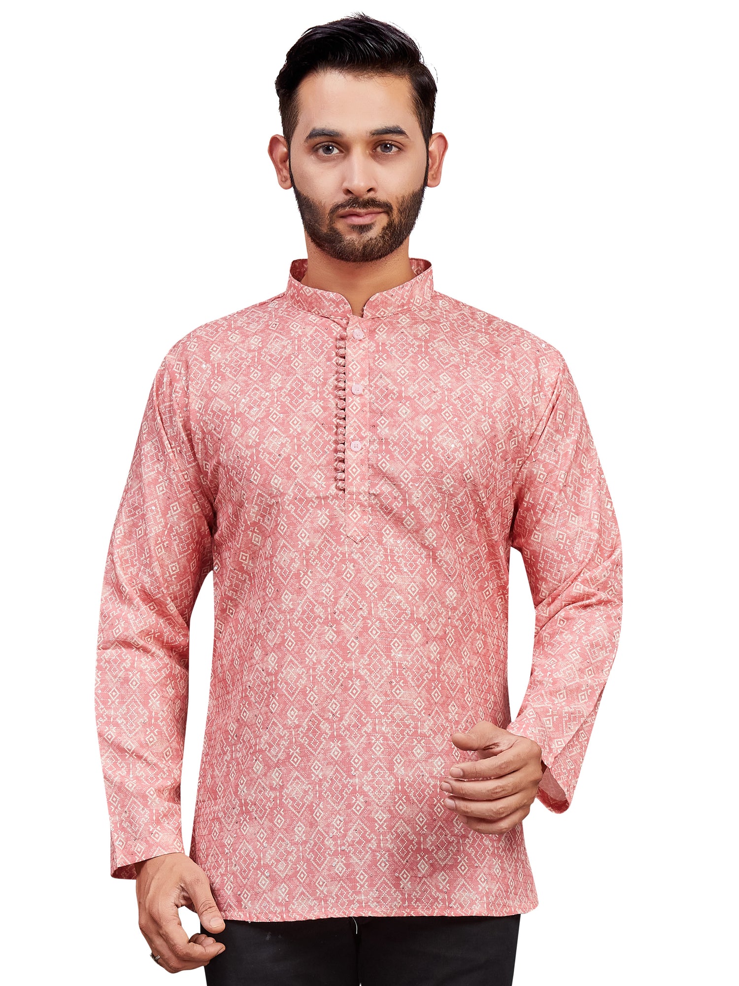 Mens Cotton Silk Printed Kurta