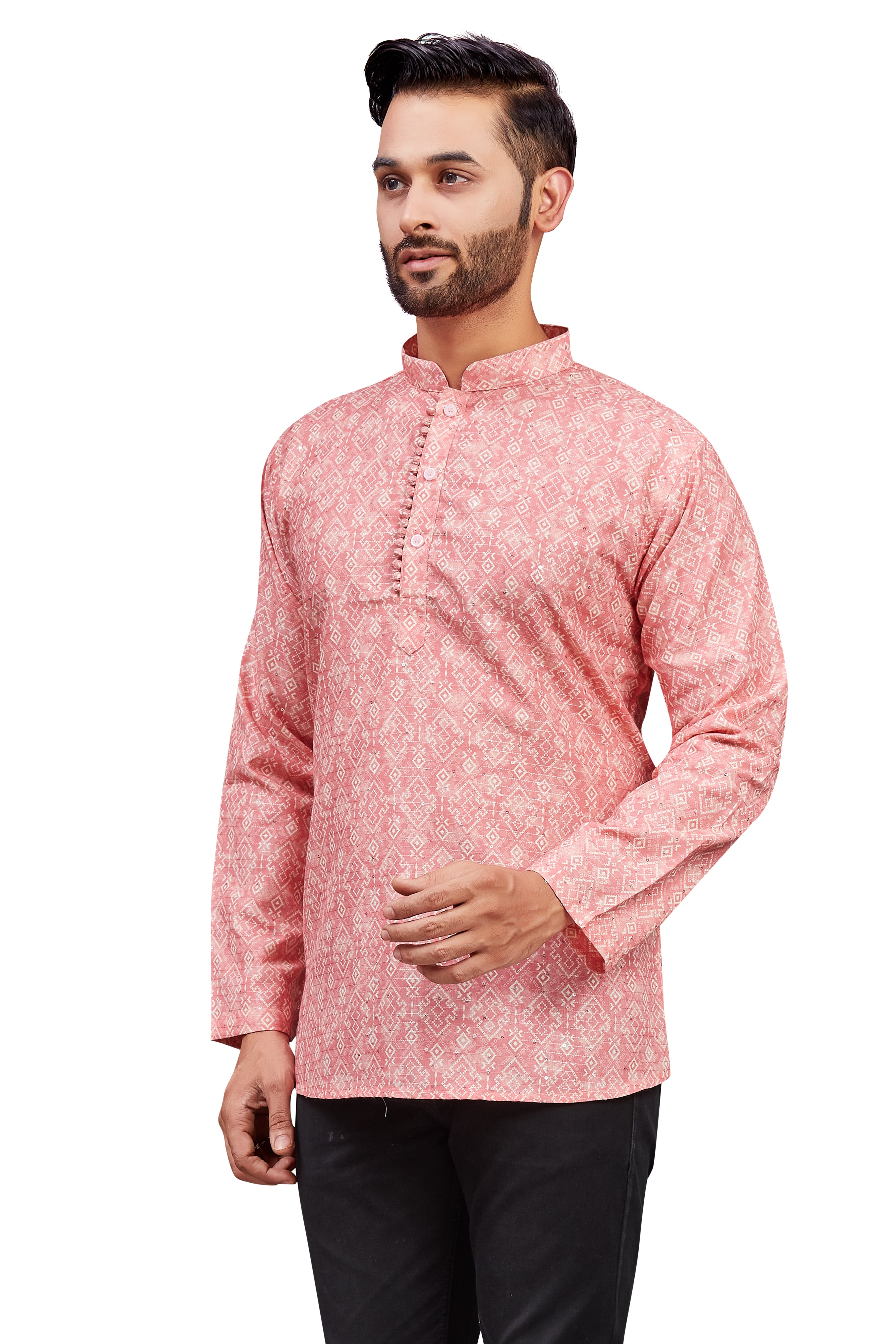 Mens Cotton Silk Printed Kurta