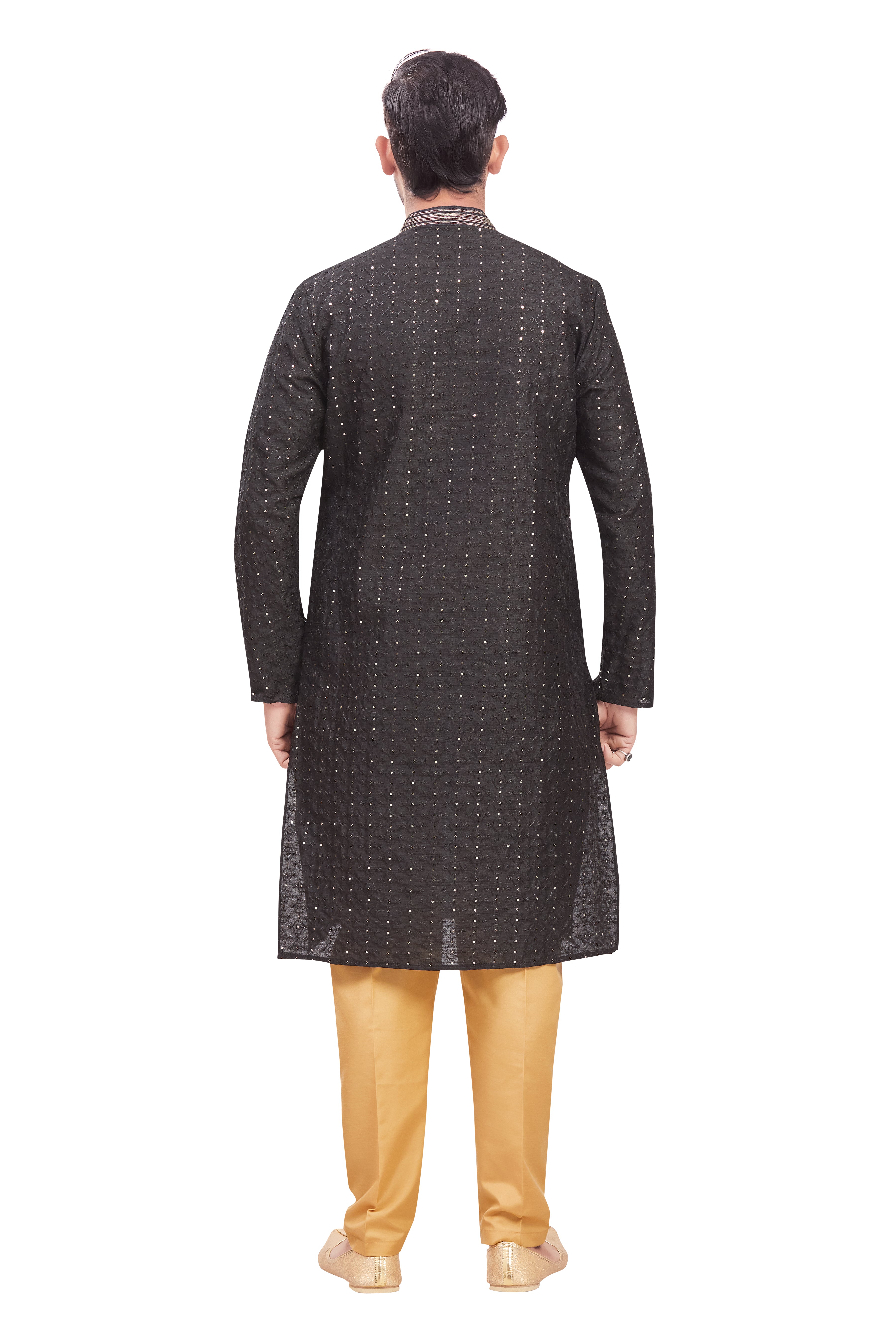 Mens Chickan-Kari Work Kurta Set