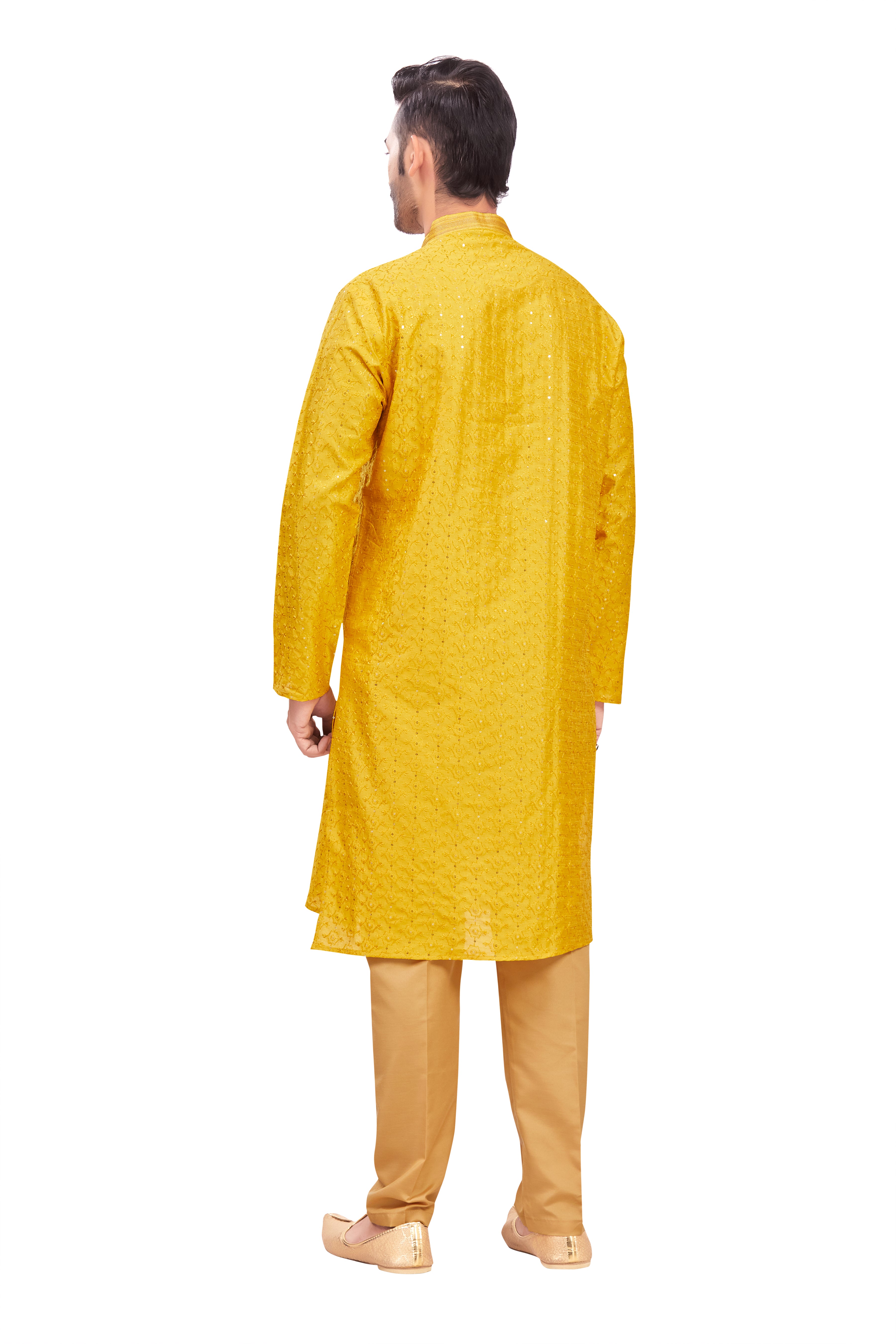 Mens Chickan-Kari Work Kurta Set