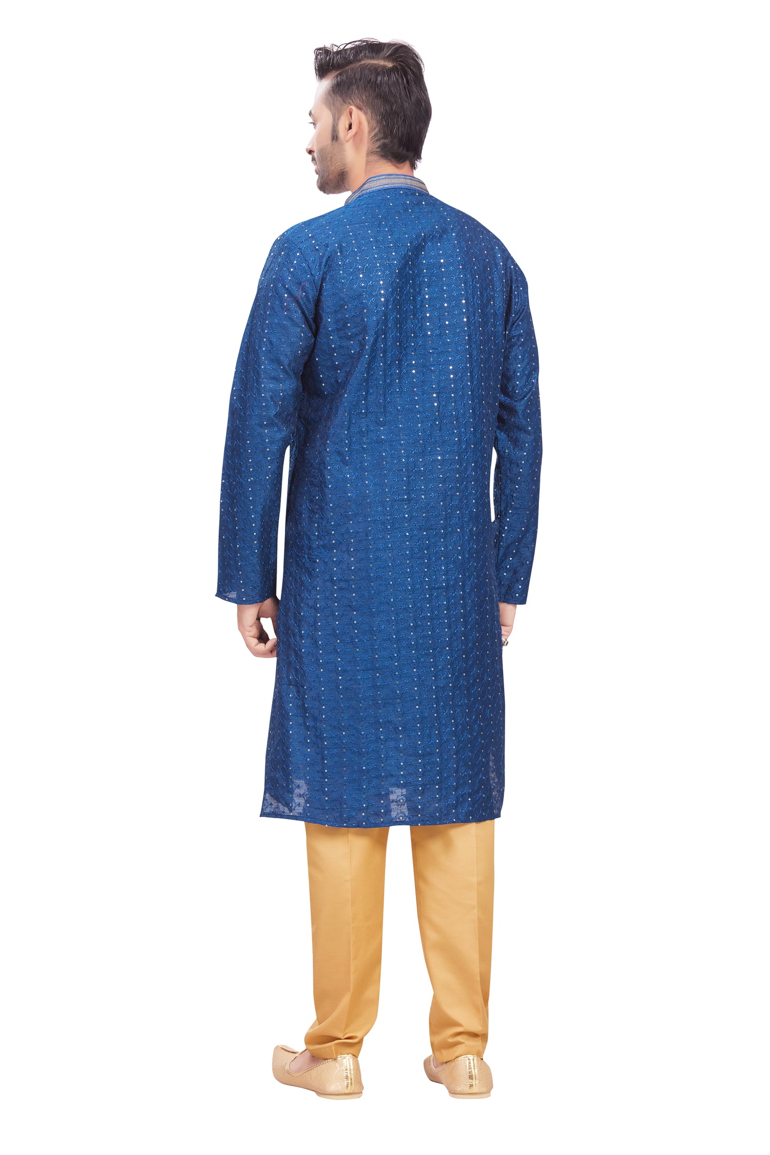 Mens Chickan-Kari Work Kurta Set