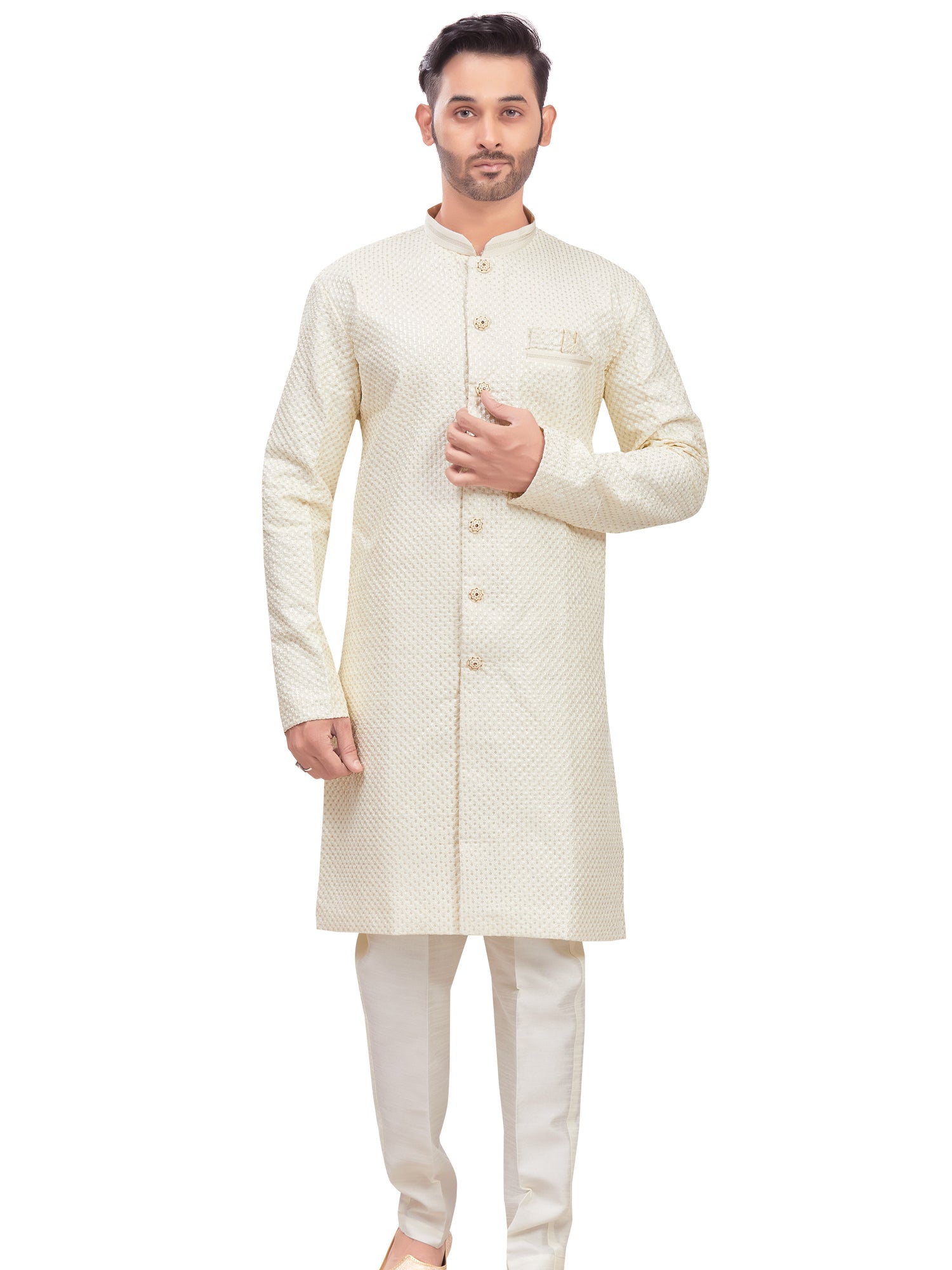 Mens Tiki Resham Embroidered Work Kurta Set