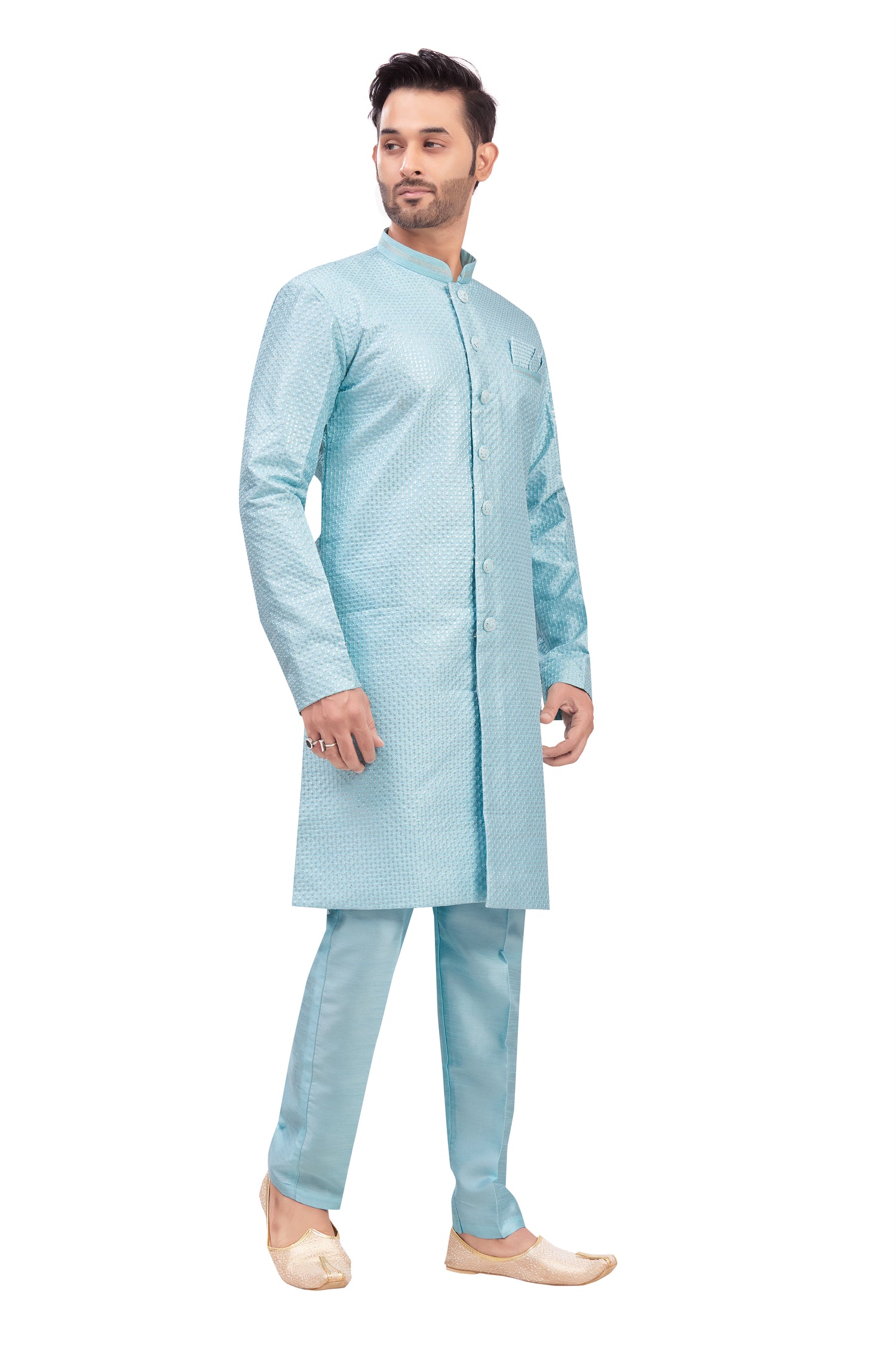 Mens Tiki Resham Embroidered Work Kurta Set