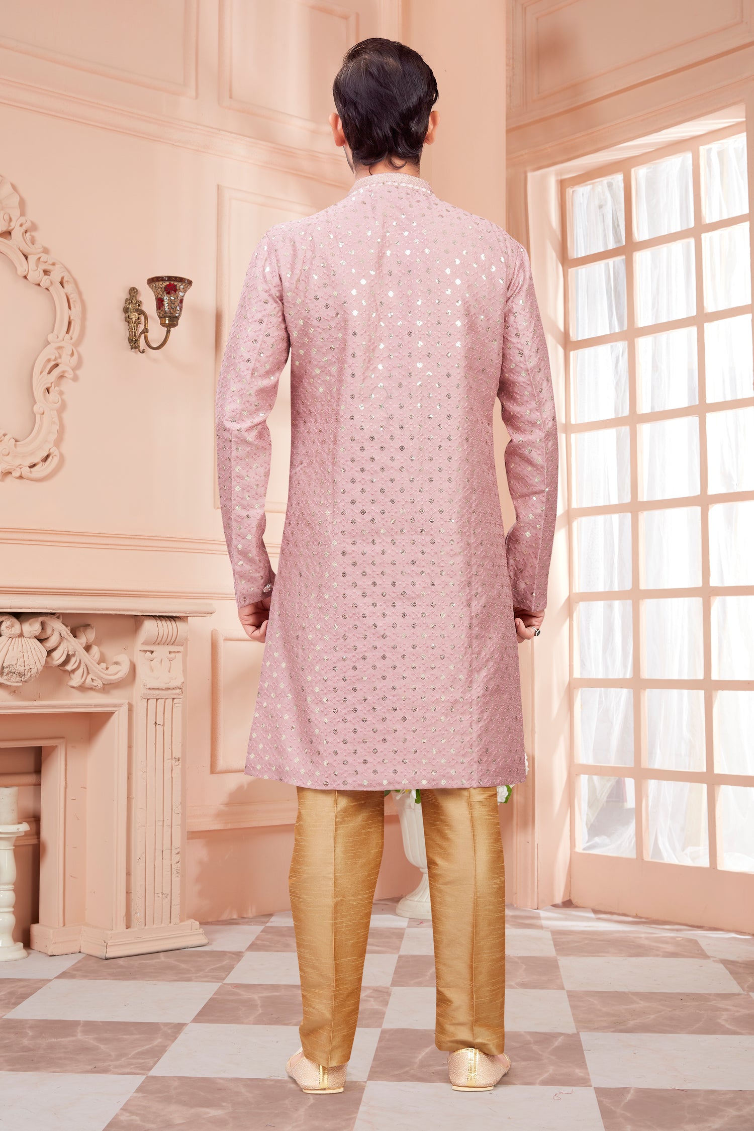 Mens Sequin Embroidered Kurta Set