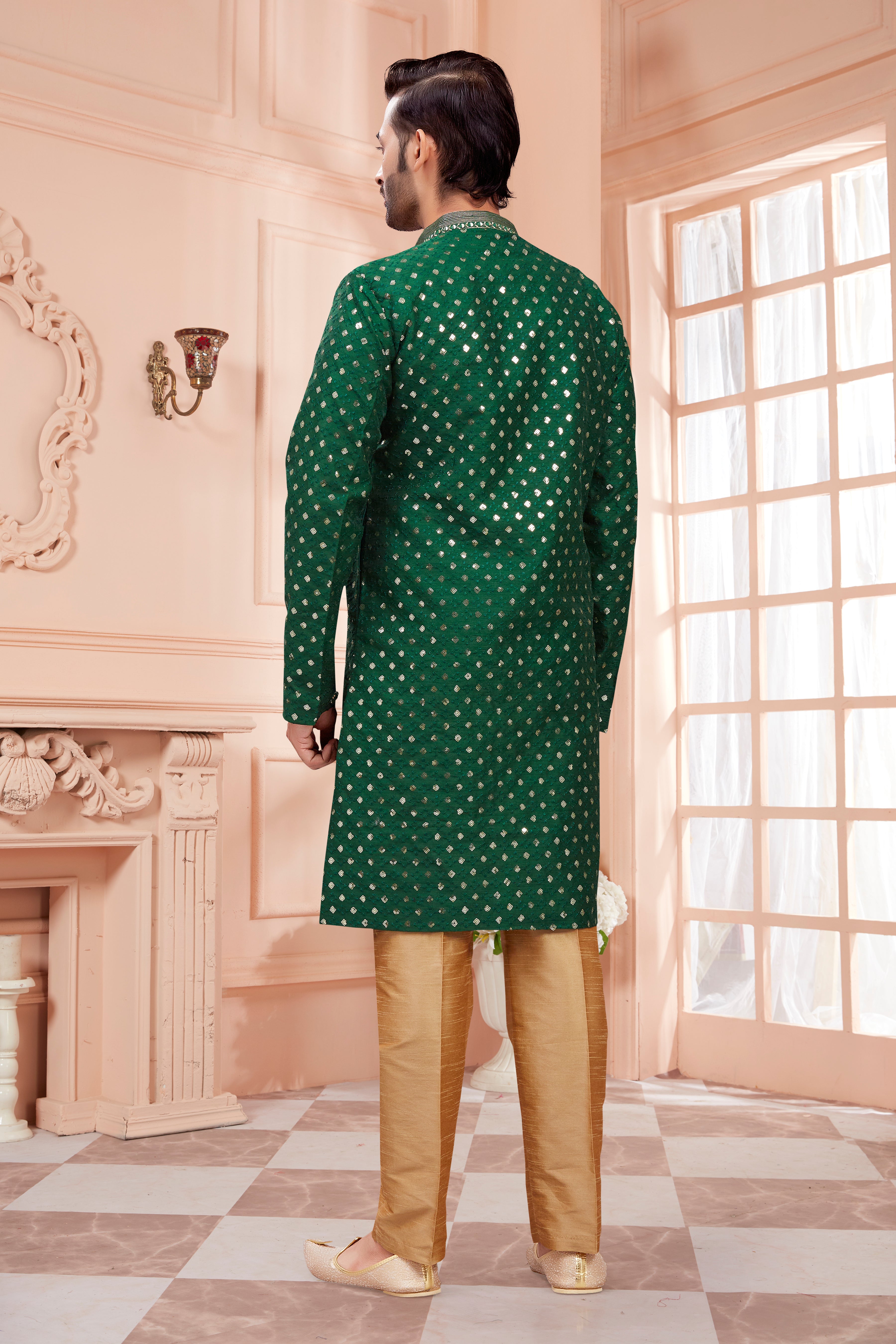 Mens Sequin Embroidered Kurta Set