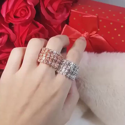 Silver CZ Convertible Ring cum Bracelet